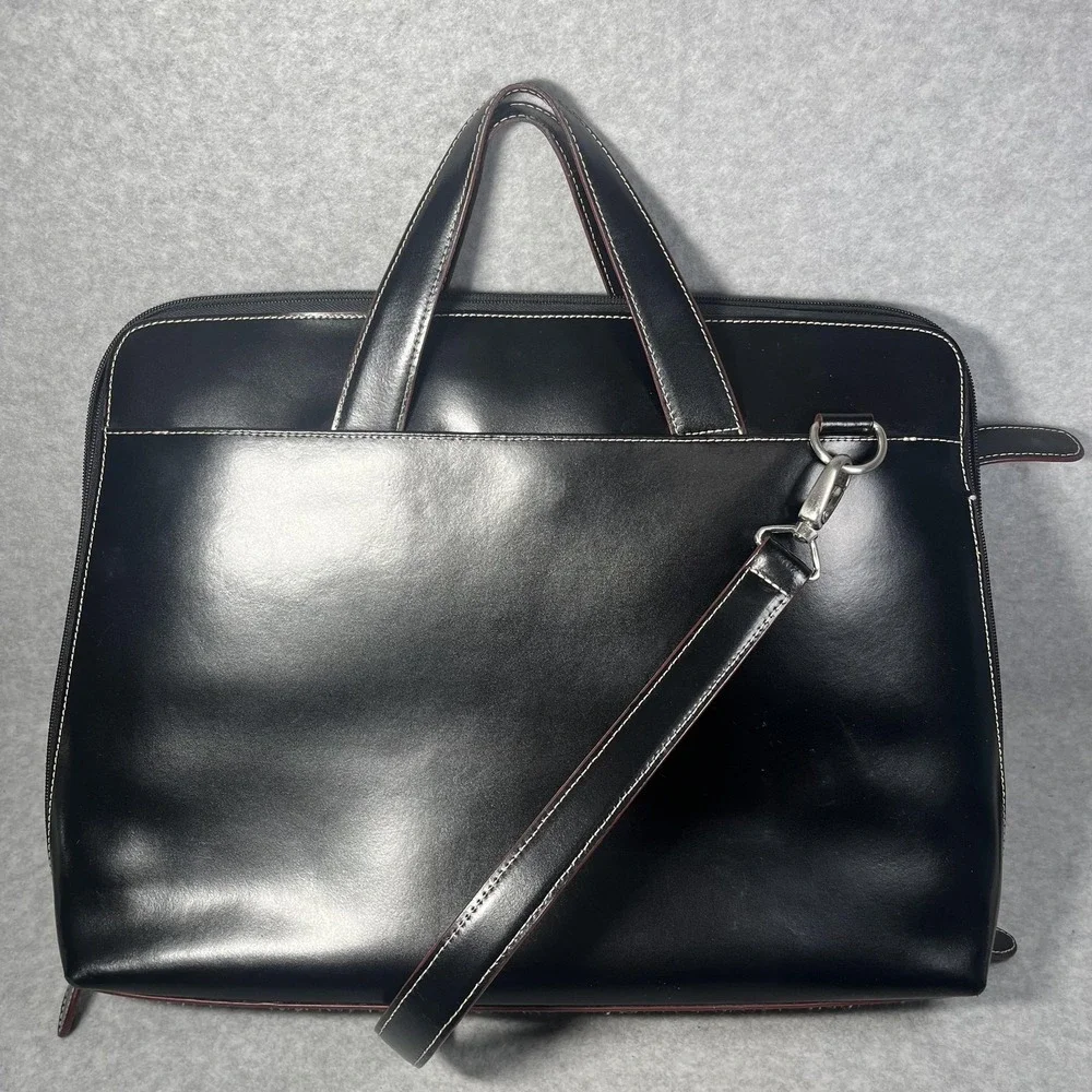 Laptop Briefcase Bag Faux Leather Large‎ Crossbody Strap Organizer Career Travel
